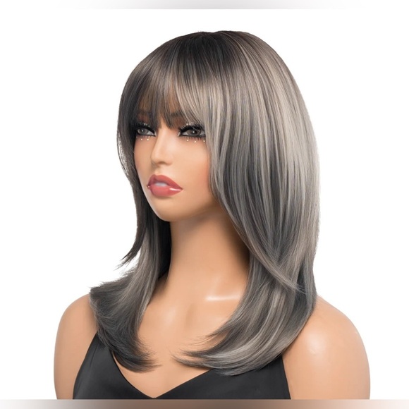 Stylish Black and Gray Women's Wig - Picture 4 of 7